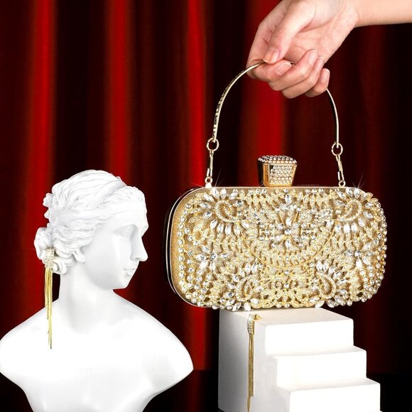 Jewelry Set for Women Evening Bag Necklace Earrings Bracelets Prom Party - Picture 3 of 7